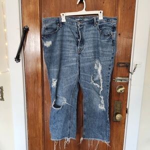 Old navy high rise slouchy straight ripped jeans